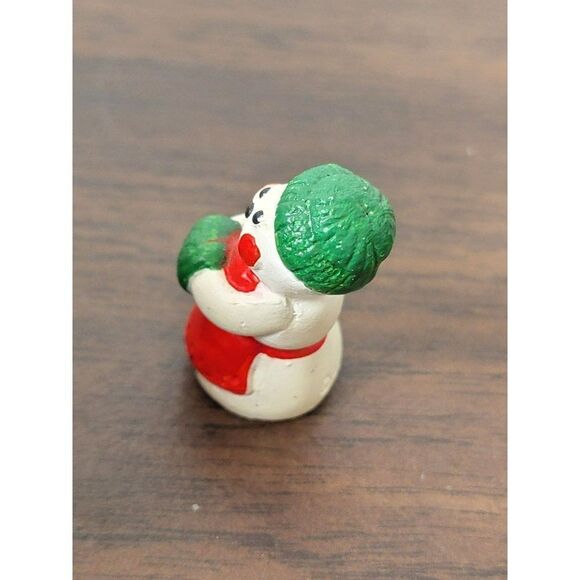 AL 1989 mini snowman Mrs Claus apron Village accessory Xmas figure - Picture 2 of 6